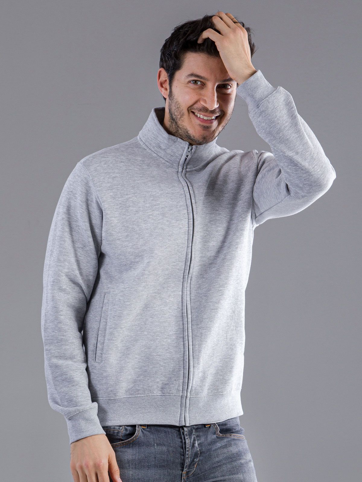 Felpa Collo Alto con Zip Jacket Full-Zip Uomo Cotone Poliestere da Lavoro Workwear