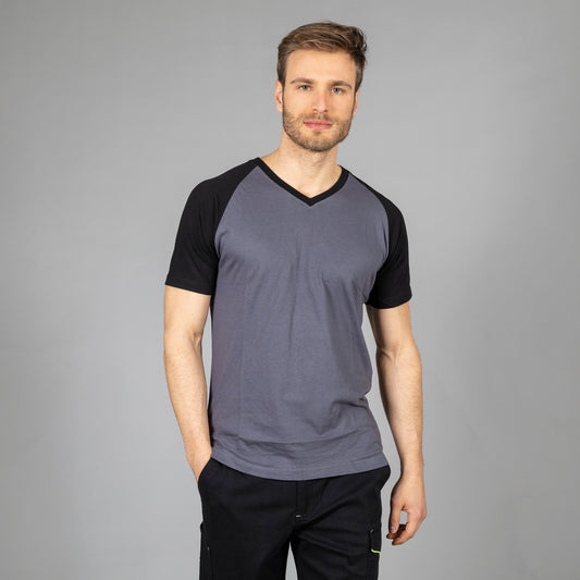 Maglietta T-shirt Cotone Collo a V Manica Corta da Lavoro Workwear