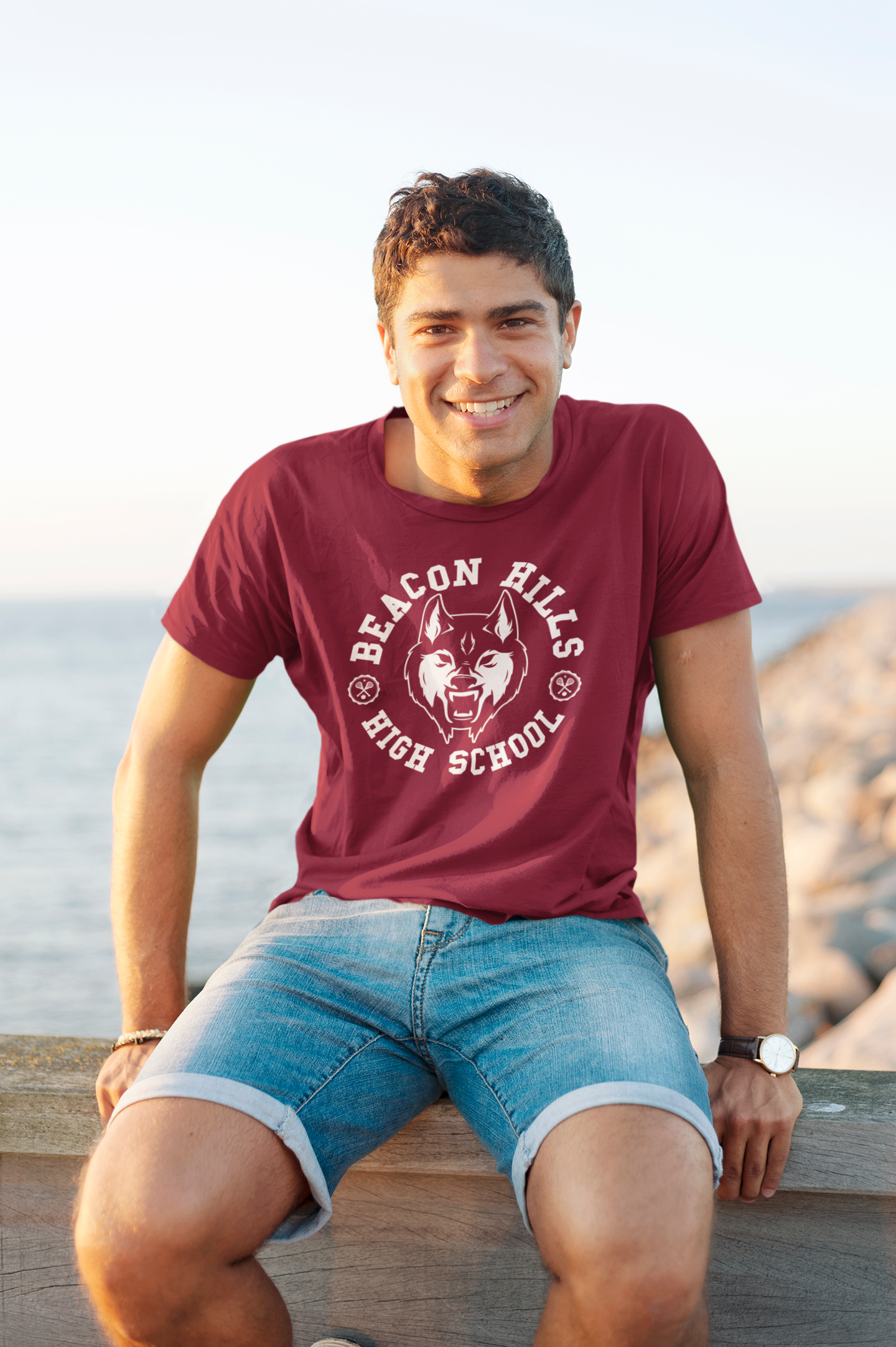 T-shirt High School Beacon Hills Maglia Wolf Stilinski Lahey McCall - uomo